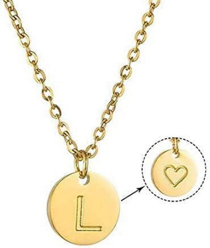 Damen Initialen Kette Buchstaben Anhänger Gold/Silber/Rosegold mit Herzen