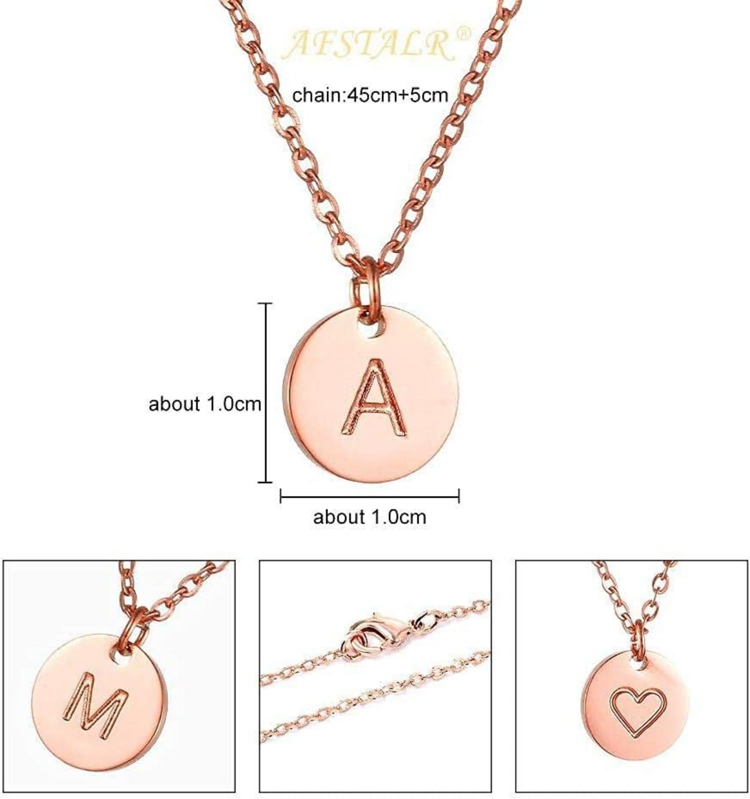Damen Initialen Kette Buchstaben Anhänger Gold/Rosegold/Silber mit