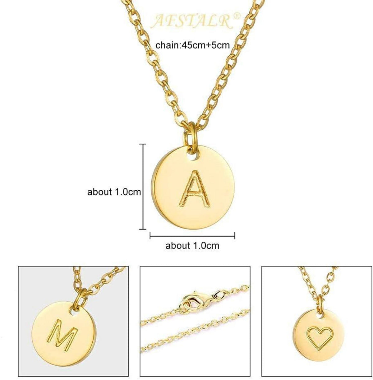 Damen Initialen Kette Buchstaben Anhänger Gold/Silber Rosegold