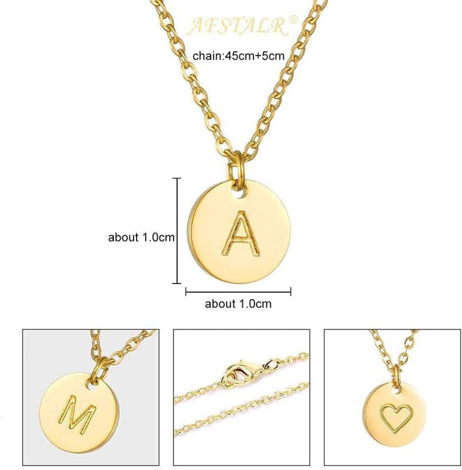 Initialen Kette Damen Buchstaben Anhänger Herz Gold Rosegold Silber