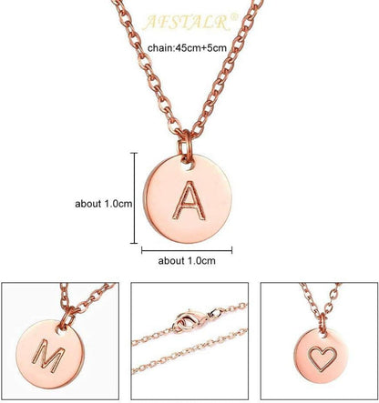 AFSTALR Damen Initiale Edelstahl Halskette Herzanhänger Rosegold
