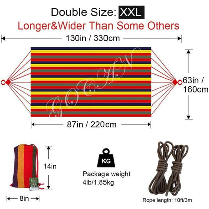 XXL Hängematte für 2 Personen, Baumwolle, Rot Regenbogen