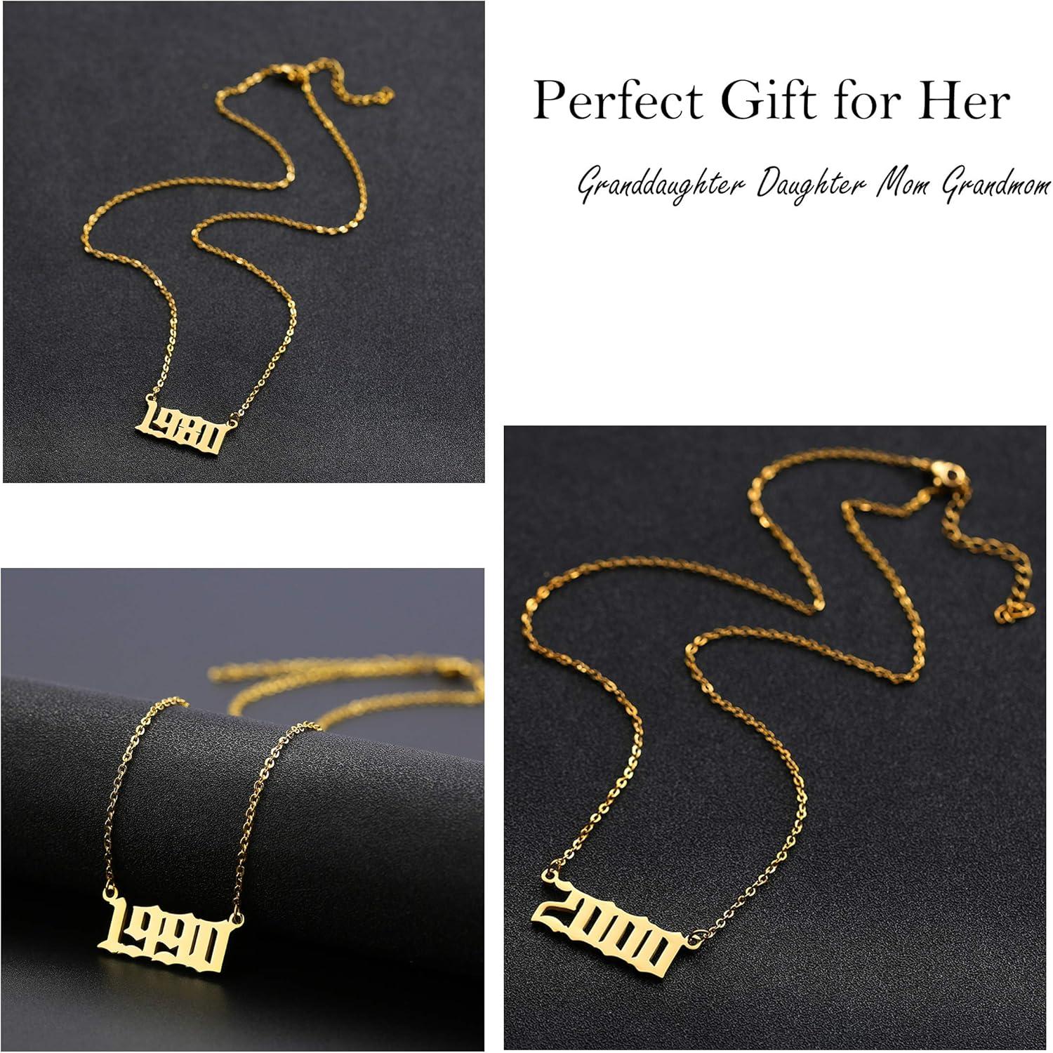 Birth Year Number Necklace for Women - Birthday Gifts 1989