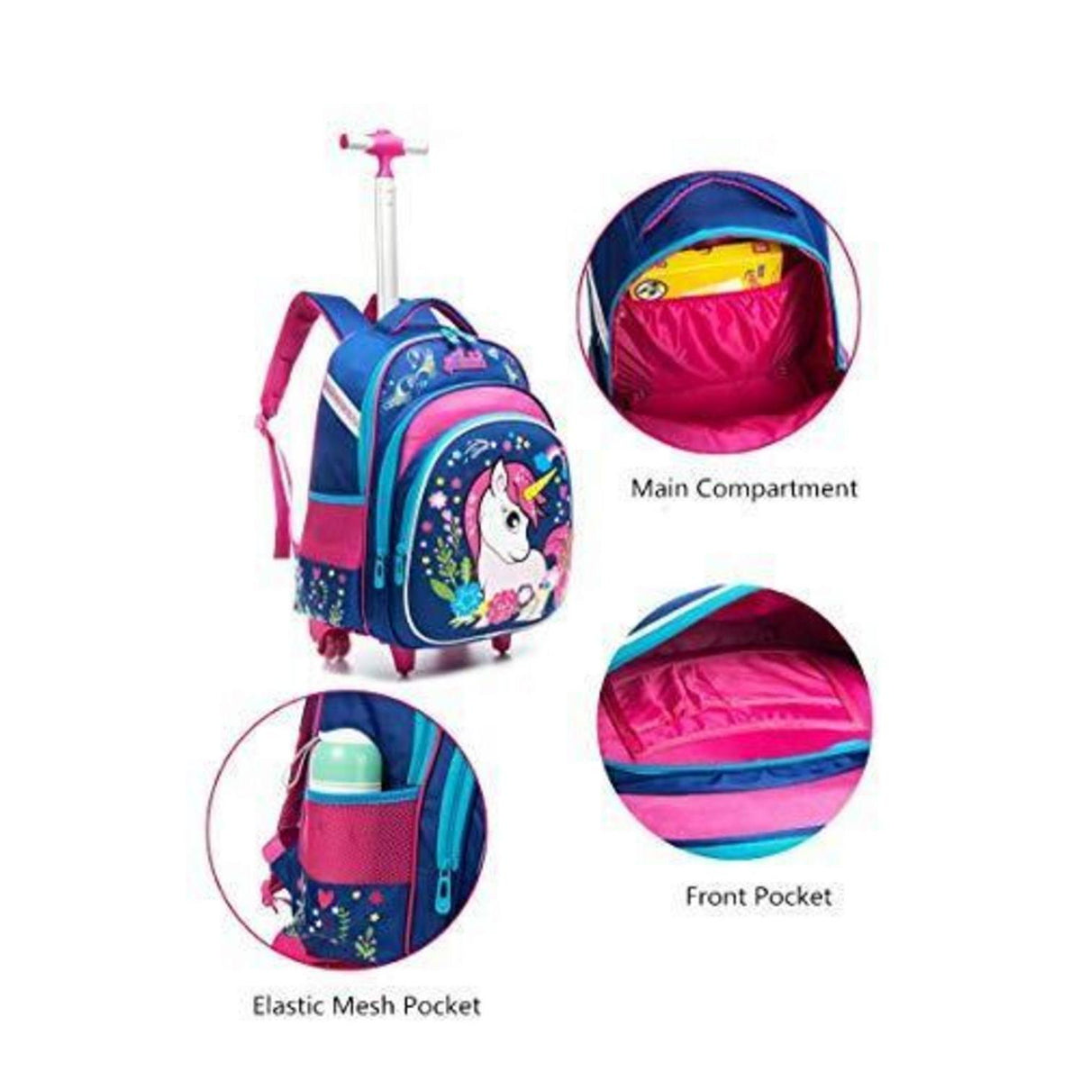Rollrucksack für Mädchen 6-8 Jahre – Mintfarbenes Koffer-Set
