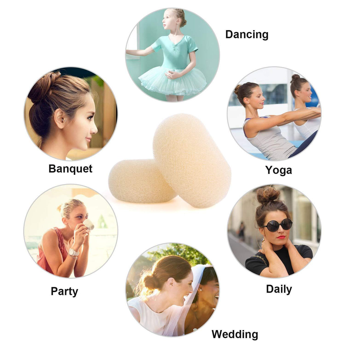 Donut Haarknotenformer Set für Frauen und Mädchen in Beige