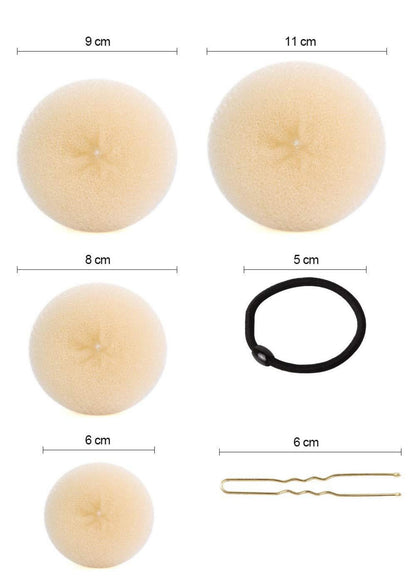 Haarknoten Maker Set 7-teilig Haarband Haarspangen Haarknotenformer Beige