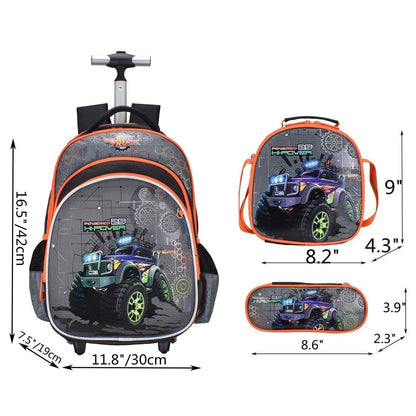 Mädchen Rollrucksack mit Rädern & Koffer Set – Mint Grün 6-8 Jahre