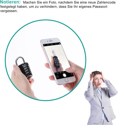 Vorhängeschloss Zahlencode 4-stellig rot für Fitnessstudio Schule 1