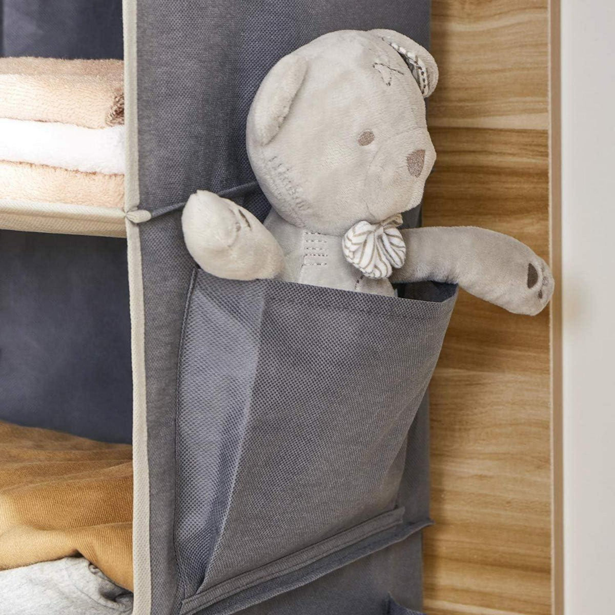 Hängeregal Organizer 6 Fächer MDF Bambus Grau verstärkt Ordnungssystem