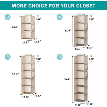 Hängeregal mit 6 Fächern und Seitenfächern, beige