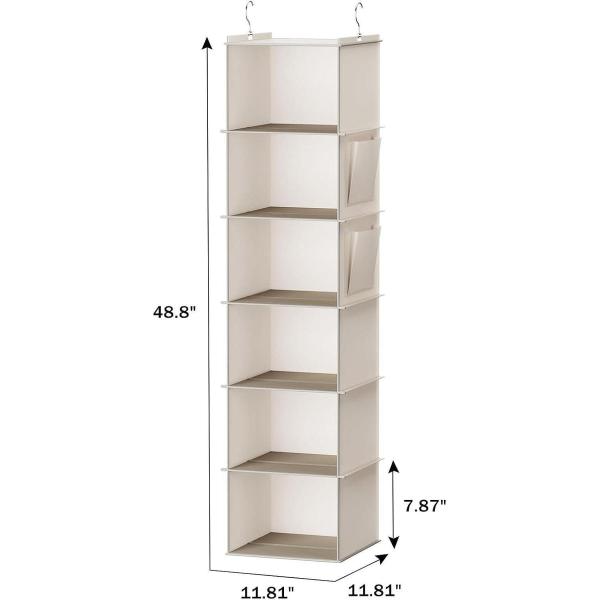 Hängeregal mit 6 Fächern und Seitenfächern, beige