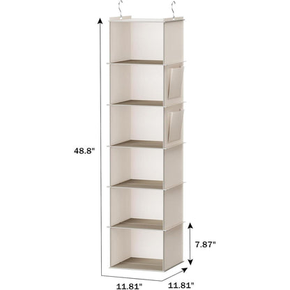 Hängeregal mit 6 Fächern und Seitenfächern, beige