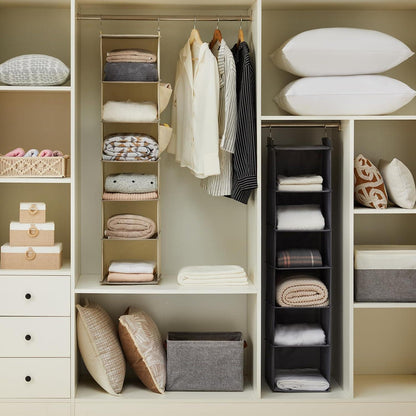 Hängeregal mit 6 Fächern und Seitenfächern, beige