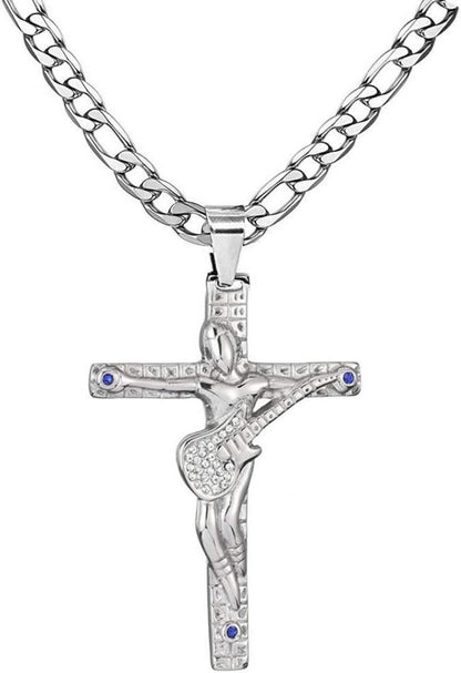 Johnny Hallyday Kreuz Anhänger Silber Gitarre Rocker Kette Fans Jh-4