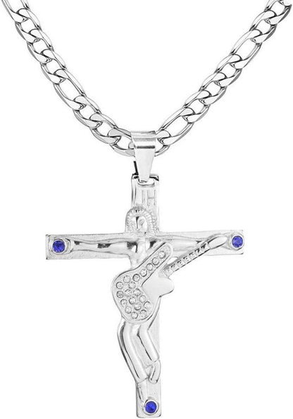 Johnny Hallyday Kreuz Anhänger Gitarre Halskette Silber Damen Herren