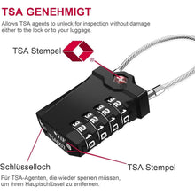 TSA Gepäckschloss 4-Stellig Schwarz für Reise und Spind