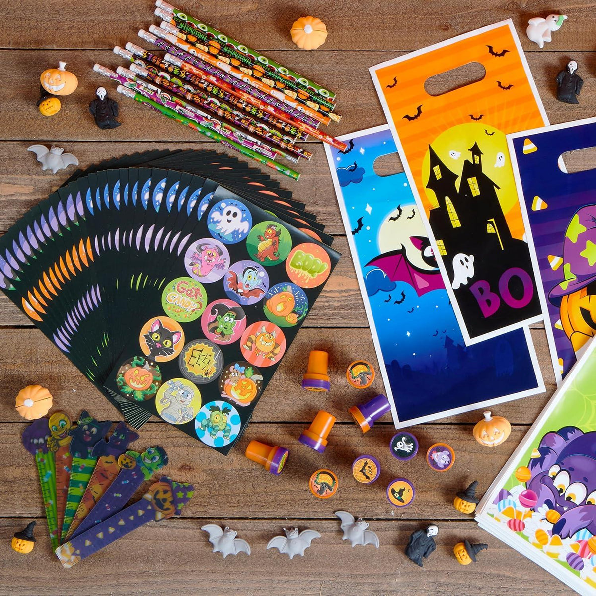 Halloween Briefpapier Set für Kinder, Geschenk Süßes Saures 144-teilig