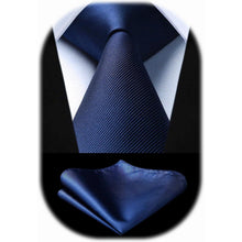 Krawatten-Set Herren mit Einstecktuch, Navy Blau