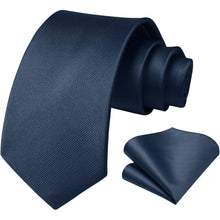 Krawatten-Set Herren mit Einstecktuch, Navy Blau