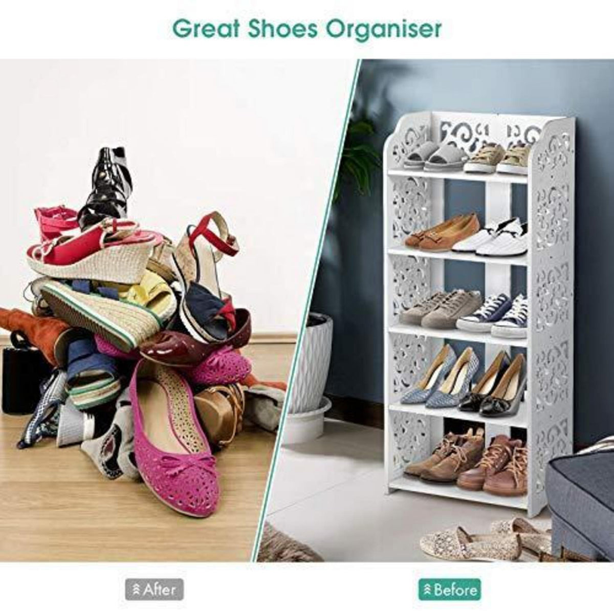 5-Etagen Schuhregal weiß – Schuhschrank für Flur & Eingang