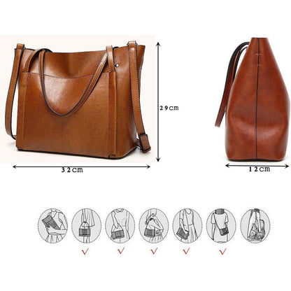 Damen Groß Shopper Handtasche PU-Leder Schultertasche