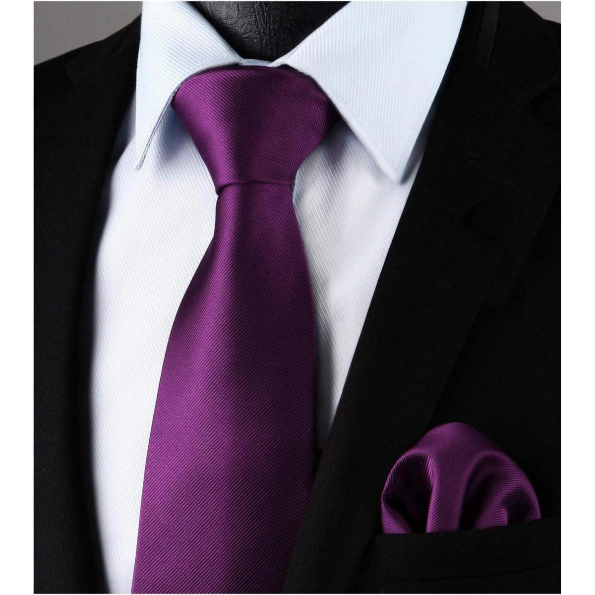 Krawatten-Set Herren Lila Einstecktuch Hochzeit Elegant