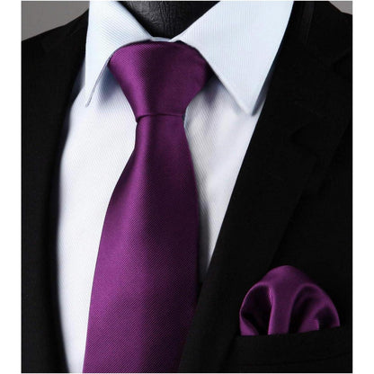 Krawatten-Set Herren Lila Einstecktuch Hochzeit Elegant