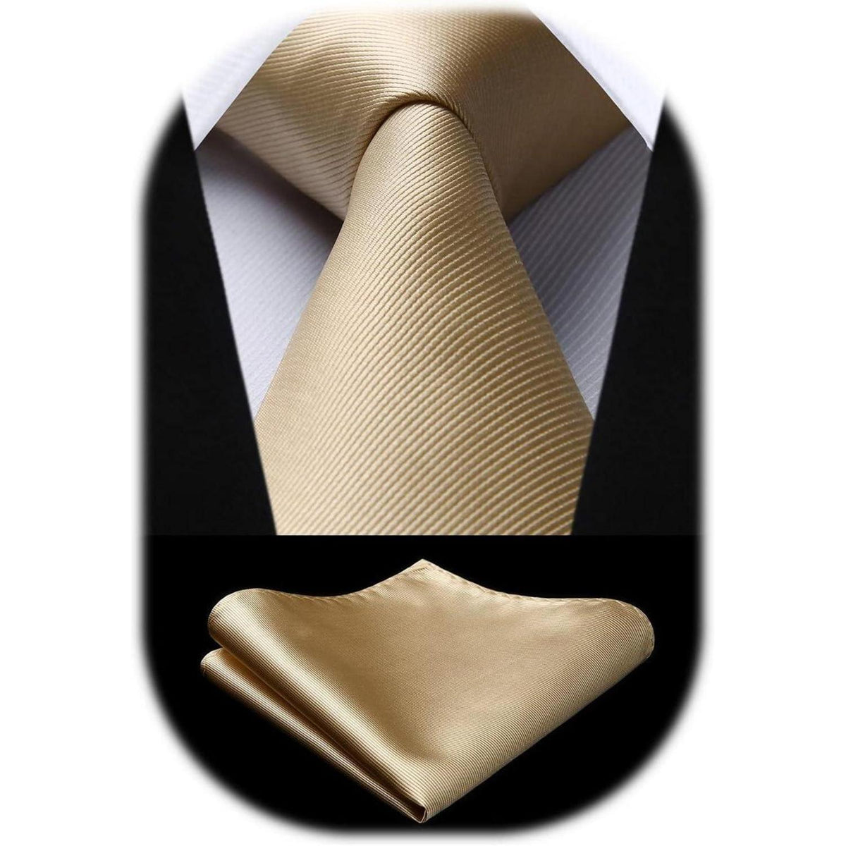 Krawatten-Set Herren mit Einstecktuch – Champagner, pflegeleicht