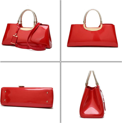 Damen PU-Lackleder Henkeltasche Abendtasche Umhängetasche