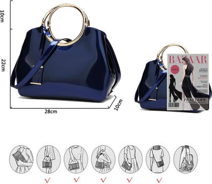 Coolives Damen Handtasche PU-Lackleder Henkeltasche Abendtasche
