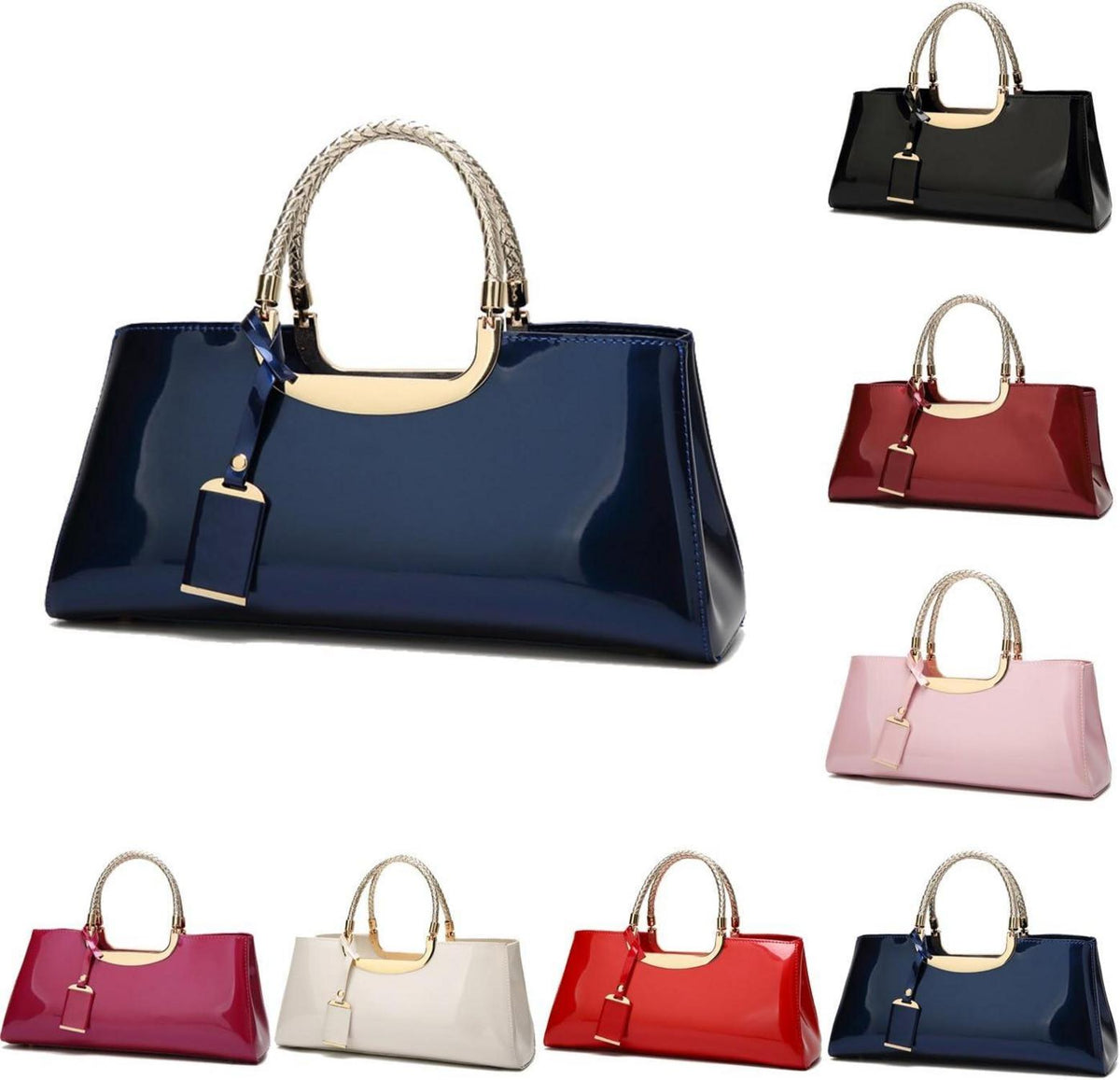 Damen Handtasche PU-Lackleder Henkeltasche Abendtasche Hochzeit Umhängetasche