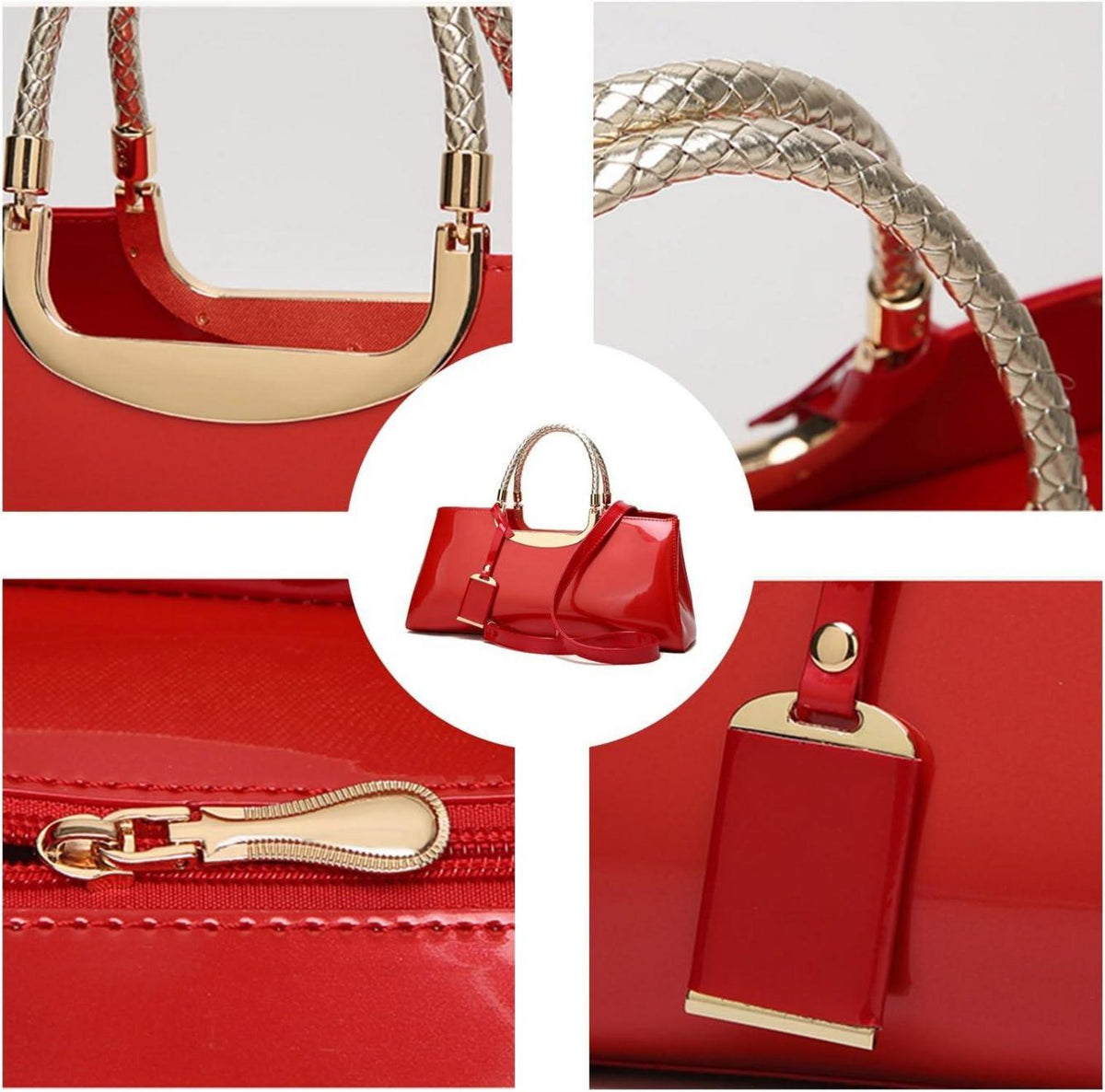 Damen Handtasche PU-Lackleder Henkeltasche Abendtasche
