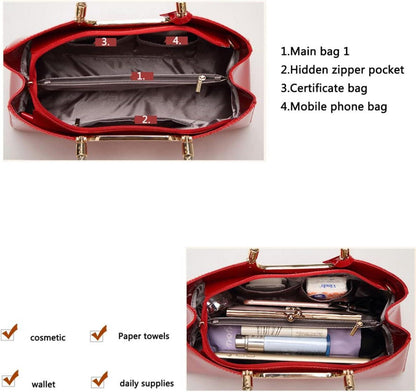 Damen Handtasche PU-Lackleder Henkeltasche Abend Umhängetasche