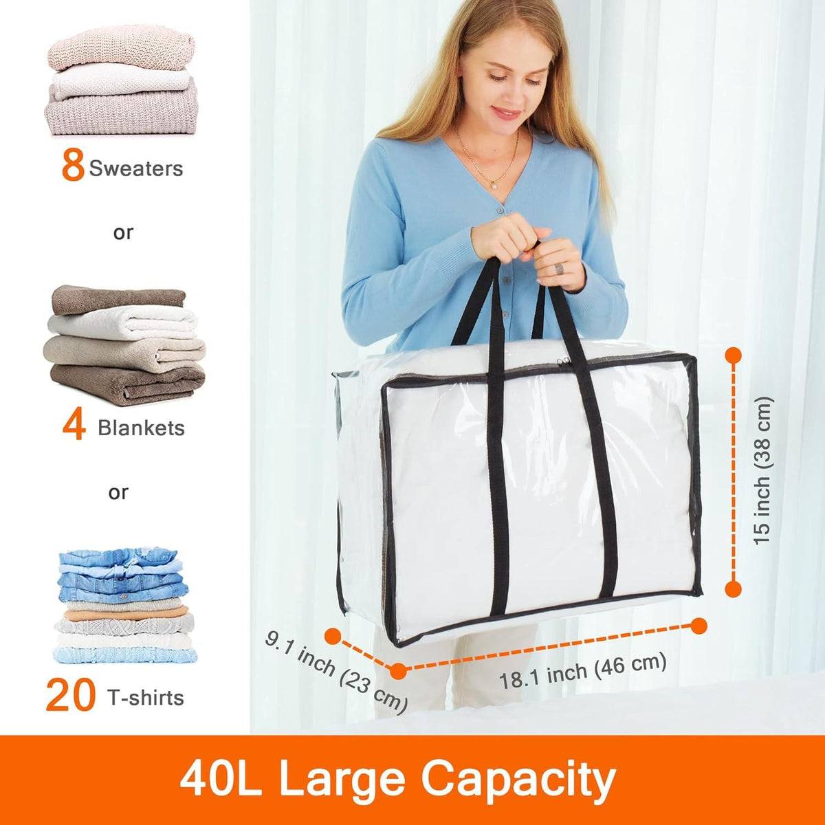 3er Pack Aufbewahrungsbeutel für Bettdecken 46x38x23 cm