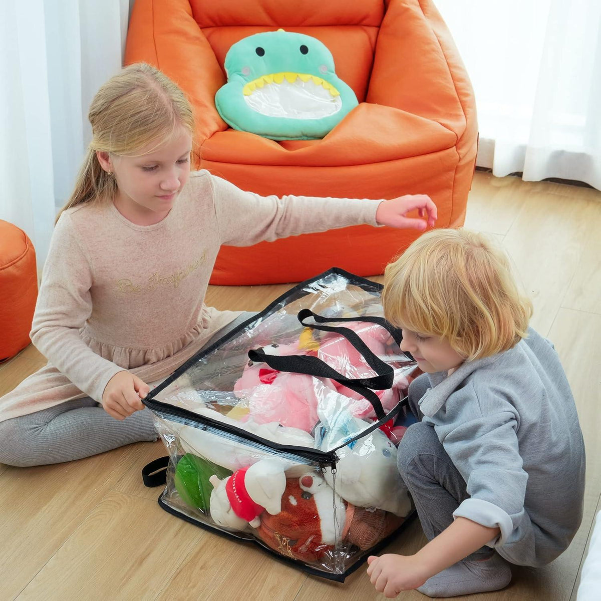 3er Pack Aufbewahrungsbeutel transparent 46x38x23cm mit verstärkten