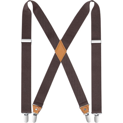 Herren Hosenträger X-Form mit 4 starken Metallclips, braun