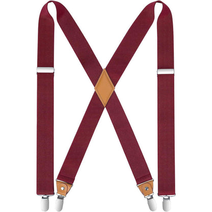 Herren Hosenträger X-Form 3,5cm Weinrot mit 4 starken Clips