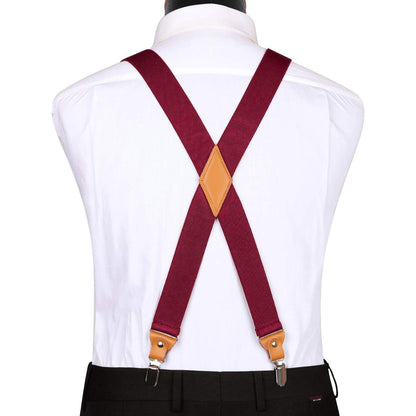 Herren Hosenträger X-Form 3,5cm Weinrot mit 4 starken Clips