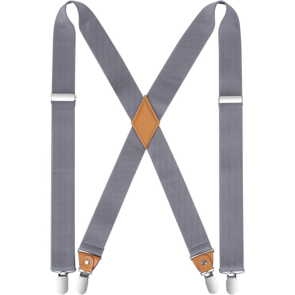 Herren Hosenträger X-Form mit 4 starken Metall-Clips, Grau