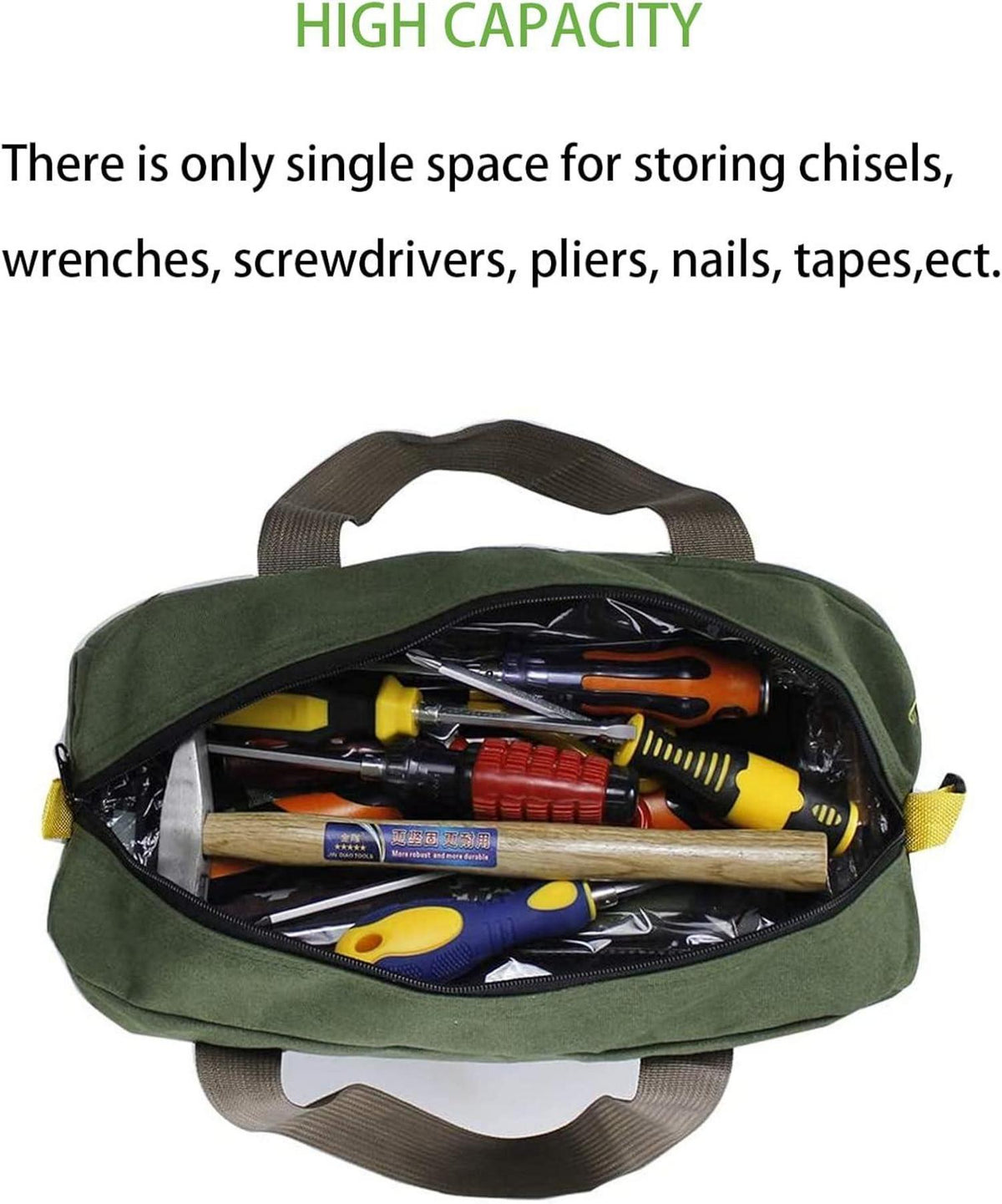 Werkzeugtasche mit weiter Öffnung 12-Zoll, Mehrzweck-Leinwand, klein, wasserdicht, Profi Elektriker Organizer