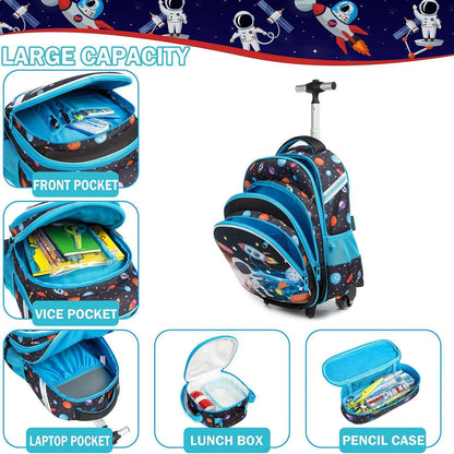 Kinder Rollrucksack mit Rädern – Blauer Panda Set