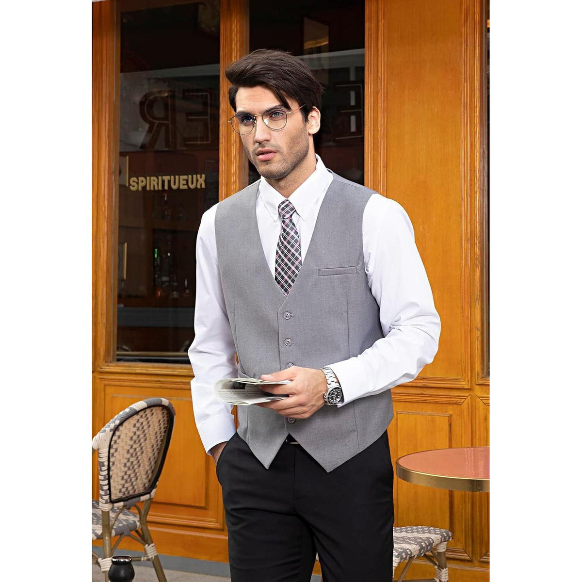 Herren Weste Baumwolle Hellgrau 3XL