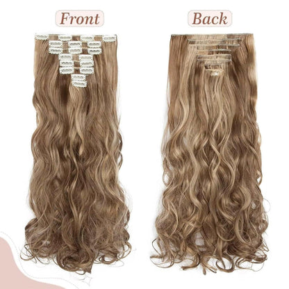 Ockerbraun/Hellgoldblond gewellte Clip-in Haarverlängerung 60cm