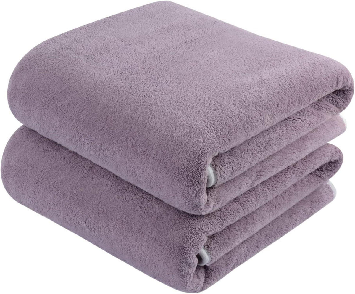 Großes Mikrofaser Badetuch 76cmx152cm 2er Pack Lila Saugstark