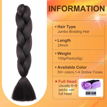 Ombre Flecht Haare 60cm - 2-4 Farben für Zöpfe & Box Braids