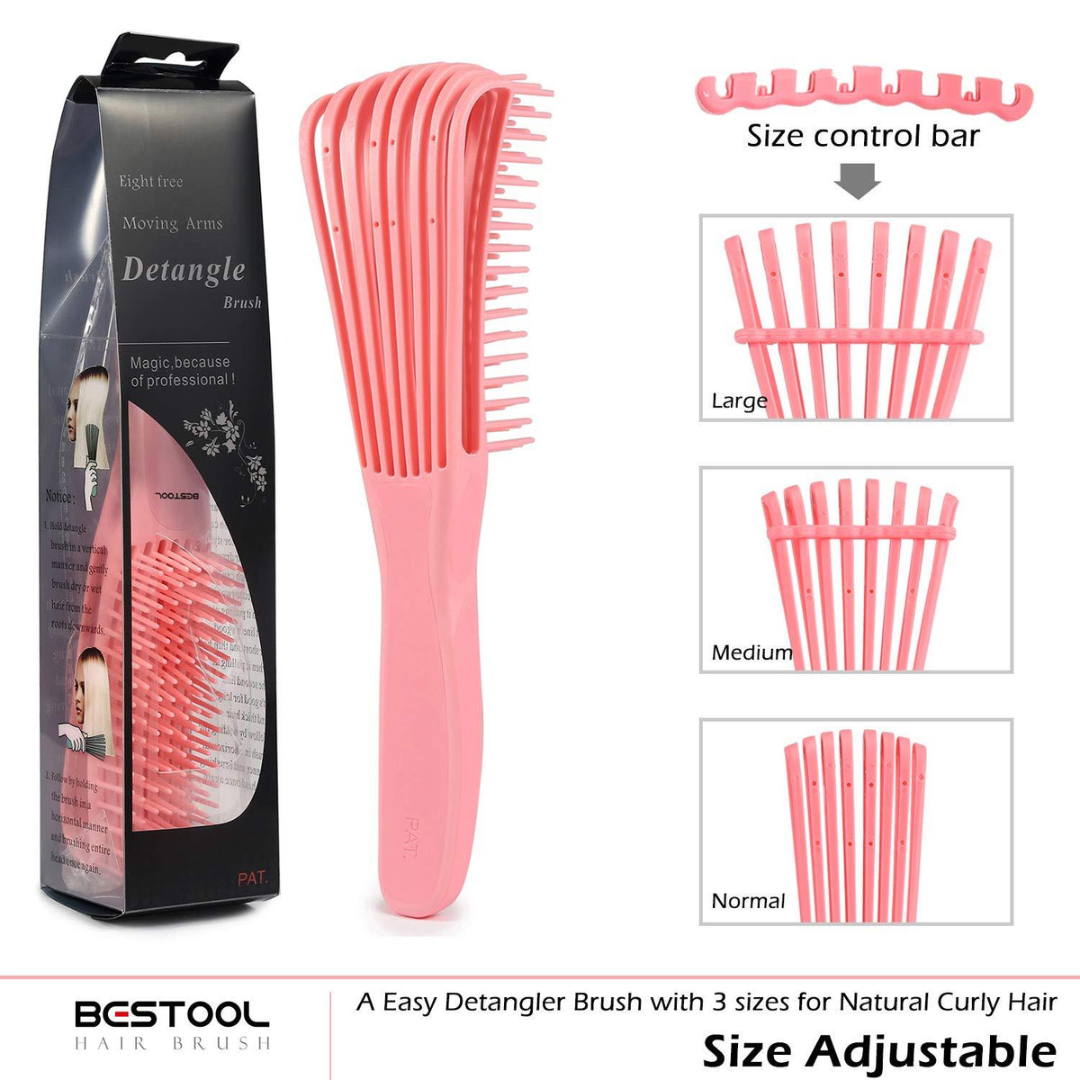 Lockenbürste für Naturhaar Afro Haar 3a-4c, Entwirrbürste