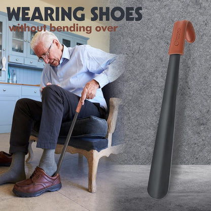 ZOMAKE Schuhlöffel Metall Lang 42cm Stabil Edelstahl Shoe