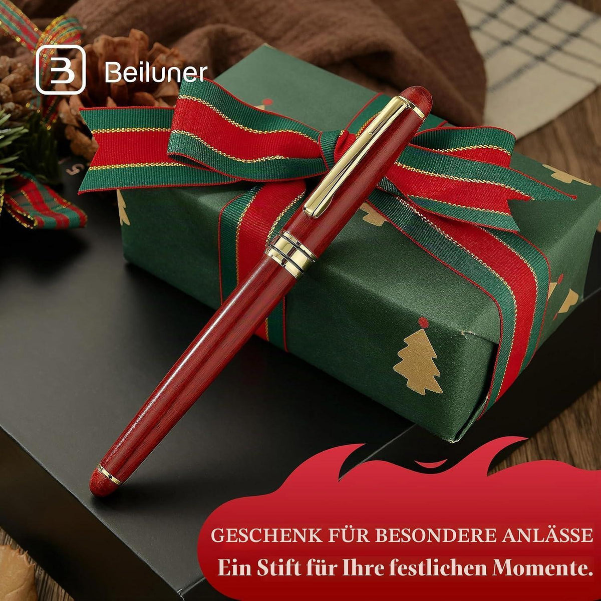 Rosenholz Kugelschreiber Set - Luxus Geschenk mit Nachfüllern