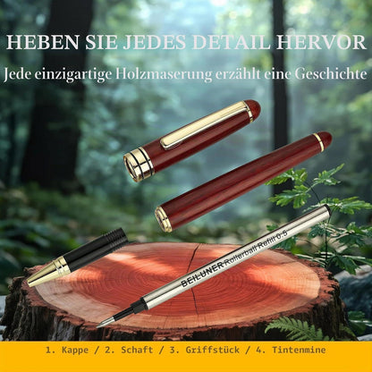 Rosenholz Kugelschreiber Set - Luxus Geschenk mit Nachfüllern