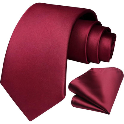 Burgund Krawatte und Einstecktuch Set extra lang - Business